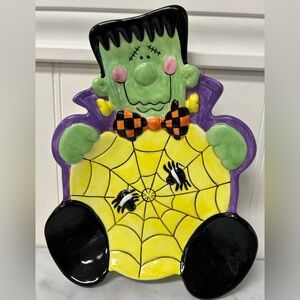Ceramic Halloween Frankenstein Serving Tray,Candy Dish,Cookie Bowl.